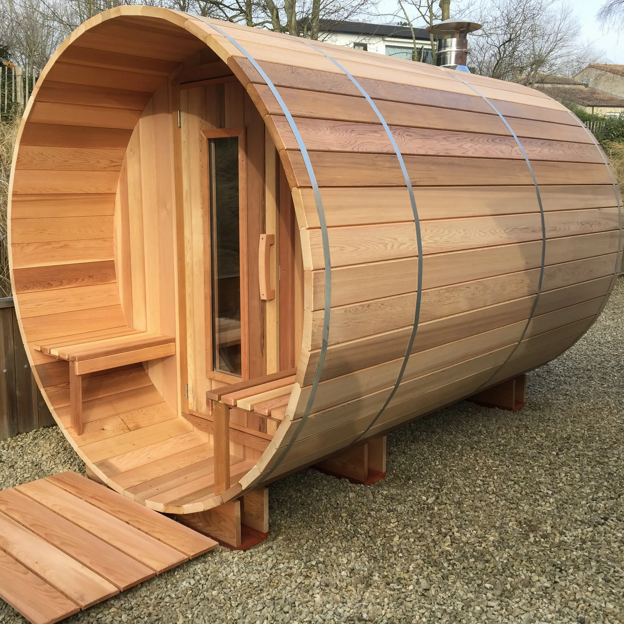 Saunabarrel 300cm in tuin aan de Belgische kust — Oostduinkerke